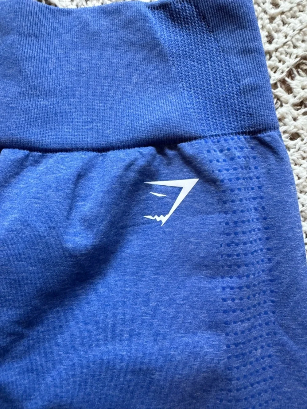 Gymshark Matching Workout Set Blue Crop Top and Leggings Size Medium Compression